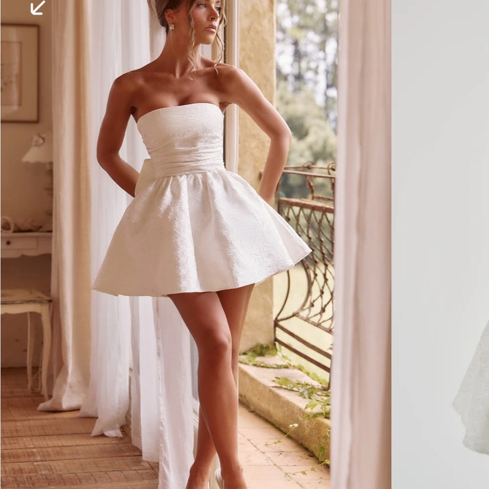 Elegant Strapless White Mini Dress